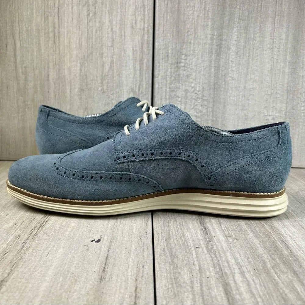 Cole Haan Original Grand Wingtip Blue Suede Oxford Dress Sneaker Mens Size 12